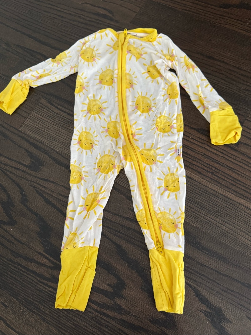 Little Sleepies White and Yellow Sun Print One-Piece Footie